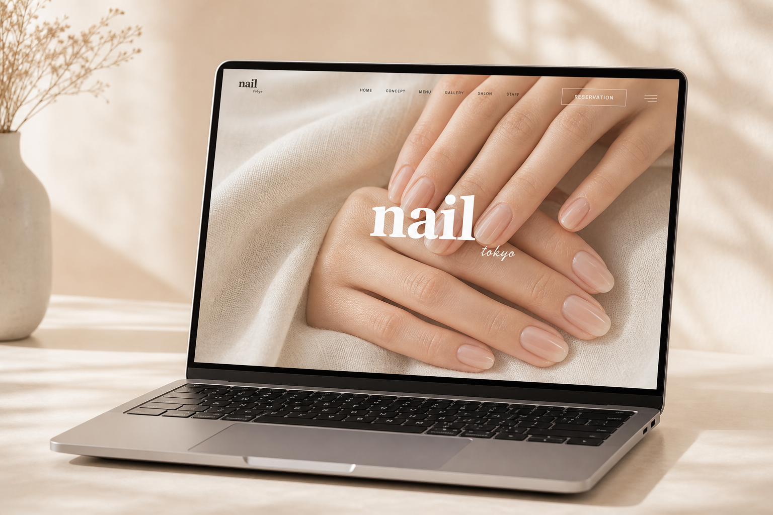 パソコン画面に表示されたnail tokyoの公式サイト